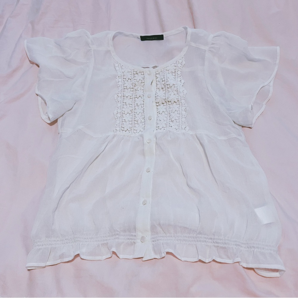 Kawaii J-fashion Harajuku Ryosan White Ruffle Flower Blouse